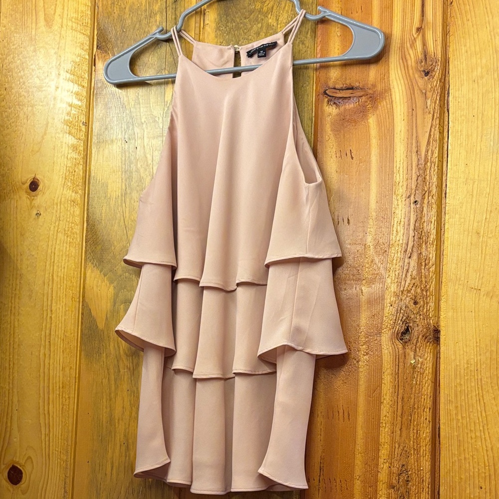 Women’s Layered Ruffle Halter Tank - Blush